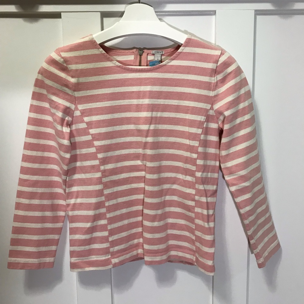 J. Crew pink and cream stripe knit top S - Picture 1 of 5